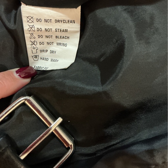 Boutique Black Vegan Leather Moto Jacket with Studded & Zipper Details Small - Picture 11 of 12